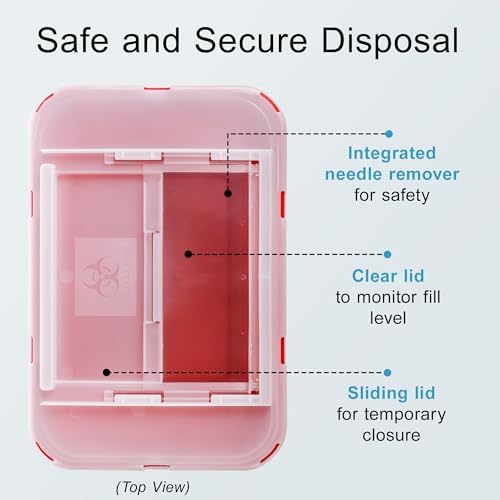 Sharps Container Large - Sharps Containers for Home Use and Labs - Portable Needle Disposal and Travel Size Biohazard Bin - 1 Gallon (Pack of 1)