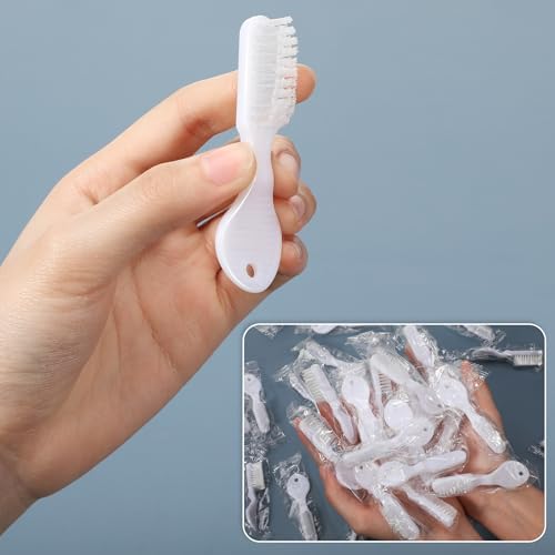 Patelai 100 Pcs Mini Toothbrush Thumbprint Individually Packaged Security Short Toothbrush Bulk with Soft Bristle Bulk for Portable Prison Camping Detention Center Travel Denture Teeth Cleaning
