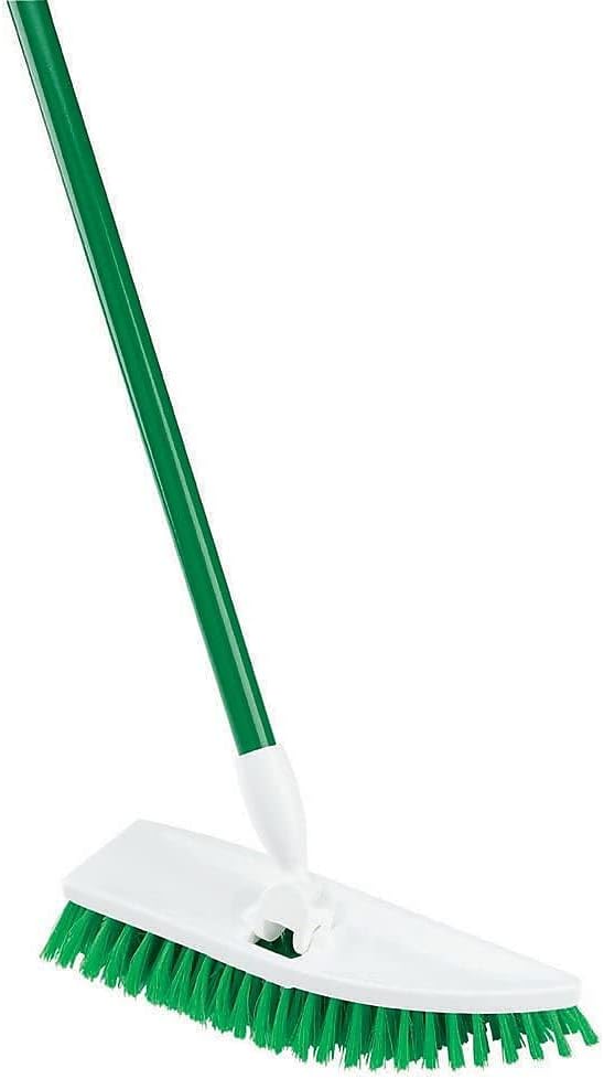 Libman Commercial 122 No Knees Floor Scrub, Steel Handle, 11" Wide, Green and White (Pack of 4)