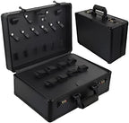Barber Case Clipper Bag Black, Hair Kit Tool Box Aluminum Organizer with Portable Handle and Secure Numlock for Scissors, Clippers, Barber Supplies 15.8" x 11" x 6.5"
