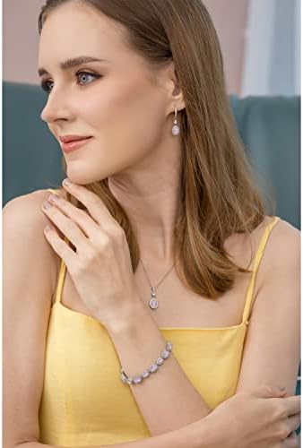 B. BRILLIANT Sterling Silver Genuine, Created or Simulated Gemstone Oval Halo Statement Bracelet for Women