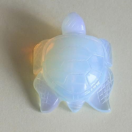 2'' Hand Carved Gemstone Crystal sea Turtle Figurine Animal Carving Statue Home Decor (White opalite)
