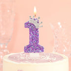 Birthday Number Candles,Purple Crown Birthday Candles for Cake,Glitter Number 1 Candle Cake Topper with Sequins for Anniversary Celebrations Supplies