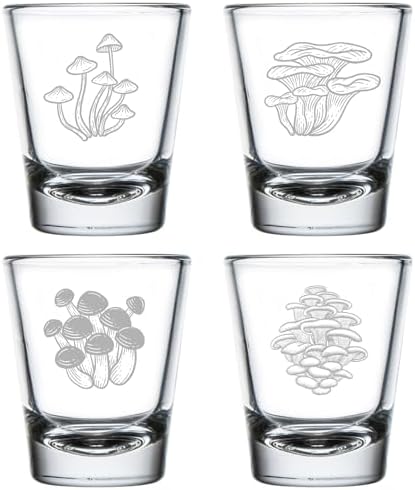 MIP Set of 4 Shot Glasses 1.75oz Shot Glass Gift Mushroom Collection