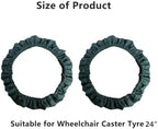 1 Pair Wheelchair Tyre Covers for Wheelchair Wheels 24’’, to Protect Floors Carpets ，Non-Slip Wear-Resistant Hand Push Protective Cover(Green)