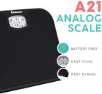 Adamson A21 Analog Scales for Body Weight - Up to 300 LB - New - Anti-Skid Rubber Surface - Large Numbers - Analog Bathroom Scale - Affordable - Durable with 20-Year Assurance - Full Black