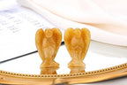 QINJIEJIE Yellow Jade Crystals Angel Decor Peace Statue Stone Guardian Angel Healing Hand Carved Gemstones Pocket Figurines Room Office Desk Decorations Gifts for Women