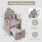 LOUVIXA Pedicure Station for Nail Tech, Reclining Pedicure Chair with Massage Foot Bath, No Plumbing Pedicure Station Unit (Cream Grey)