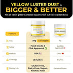 Luster Dust Edible Cake Decorations, Yellow Edible Luster Dust for Cupcake Decorations Edible Luster Dust for Drinks, Cake Drip, Yellow Fondant and Edible Paint for Cakes, Drink Glitter Edible Dust