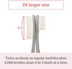 WANGTA Toothbrush 4pcs, Twice as Wide as Regular Brush Head, Wide Toothbrush, Long Brush Head, More Comfortable and Easier Brushing (White Brush)
