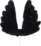 5 Pcs Cute Angel Feather Wing Flag Cake Toppers For Anniversary Baby Shower Decoration Wedding Party Supplies (Black)