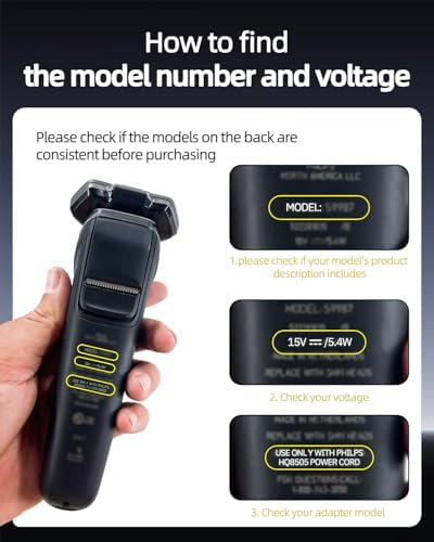 15V Power Cord Fit for Philips Norelco HQ8505 MG5750 MG7750 MG7770 MG7790 QP6531 QP6510 QP6520 QP6530, Fit for Aquatec Arcitec Charger Electric Shaver Trimmer Razor