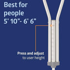 Medline Aluminum Crutches for Kids, Adults, & Seniors, Walking Aid for Reliable Balance, Comfortably Holds 300 LBS, Fits Patients Between 5'10" to 6'6" Tall
