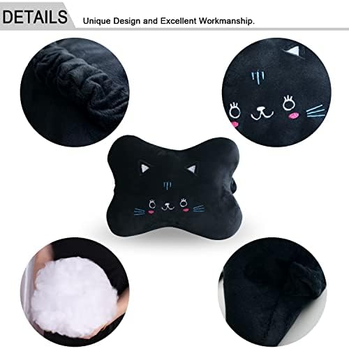 Sexysamba Car Headrest Pillow,Cartoon Neck Pillow for Car,Comfortable Soft Car Seat Pillow for Driving,Head Rest Cushion,Cute Neck Pillow for Travelling and Home 2Pcs (Black Cat)