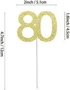 24 PCS 80th Cupcake Toppers - Anniversary or Birthday Cupcake Picks Party Decoration Supplies | Gold 80th