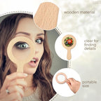 FairySandy 4 Pack Wooden Magnifying Glass, Wood Natural Handheld Magnifier Wooden Learning Adventure Toy Reading Magnifier for Elderly, Outdoor Exploration, Reading, Crafts, Collectibles, 5 x 3 Inch