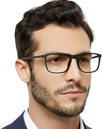OCCI CHIARI Reading Glasses Men's Rectangle Reader Durable Spring Hinge (Black/W-1, 1.25)