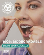 Bamboo Charcoal Dental Floss Refills, Bambo Woven Fibres, 5 x 33 Yards, Organic Refillable Dental Floss, Natural Floss, Eco-Friendly Floss. Plant-Based Candelilla Wax Floss with Natural Mint Flavoring