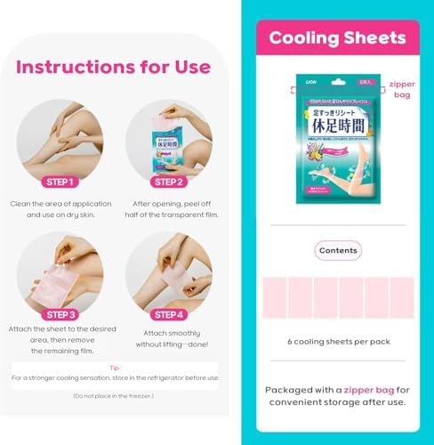 Lion Cooling Foot Patch 6 Sheets x 4 Packs, Relaxing Leg & Foot Cooling Sheets