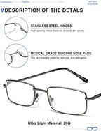 SKYWAY Mens Reading Glasses Blue Light Blocking, Stylish Metal Frame Computer Readers for Men Anti Glare UV Protection