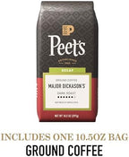Peet's Coffee, Dark Roast Ground Coffee, Decaffeinated Arabica Coffee - Decaf Major Dickason's Blend 10.5 Ounce Bag