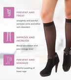 GABRIALLA, Made in Italy Sheer Compression Socks for Women 20-30 mmHg Knee High, Medical Compression Stockings for Circulation, Travel, Varicose Veins, Swelling & Pregnancy, Closed Toe