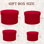 GnFlus Red Gift Boxes with Lids for Presents Set of 4 Round Velvet Nesting Christmas Gifts Box for Arrangements Flowers Wedding Birthday Valentines Bridesmaid Party Anniversary