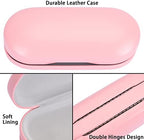 Muf 2 in 1 Contact Lens Case and Glasses Case, Double Sided Design with Mirror, Portable Travel Kit with Tweezer, Remover and Solution Bottle, Pink