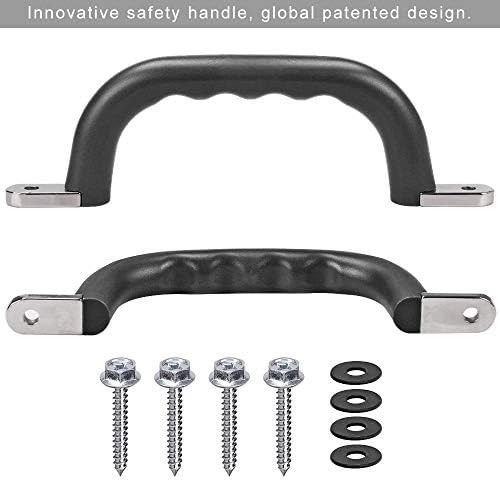 Dolibest Set of 2 Non-Slip Solid Playground Safety Handles, Swing Set Kids Safety Hand Grips for Playset, Climbing Frame, Play House, Indoor Monkey Bars & Treehouse Accessories, Black, 10"