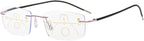 Rimless Progressive Multifocal Reading Glasses Men Women Blue Light Blocking Ultralight Metal Multifocus Readers