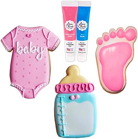 Baby Shower Cookie Cutters with Food Coloring Gel, Made in USA by Ann Clark