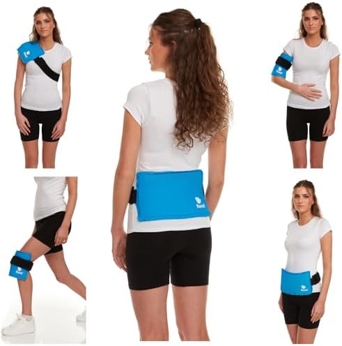 Premium Hot Cold Solid Gel Ice Pack by FOMI Care | Cool Compress for Lower Back, Shoulder, Knee, Stomach | Coccyx, Sciatica, Tailbone Pain Relief | Flexible, Reusable Heating Pad | Adjustable