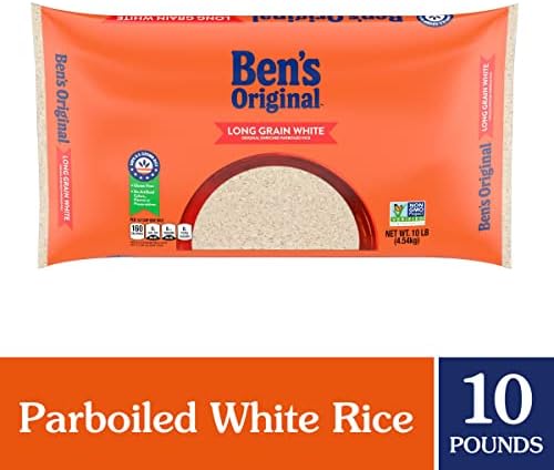 BEN'S ORIGINAL Enriched Long Grain White Rice, Parboiled Rice, 10 lb Bag