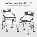 Foldable Shower Chair for Inside Shower with Arms and Back, Shower Chair for Elderly and Disabled with Adjustable Height,Folding Bath Chairs for Seniors,Quick-Assembly & Comfortable