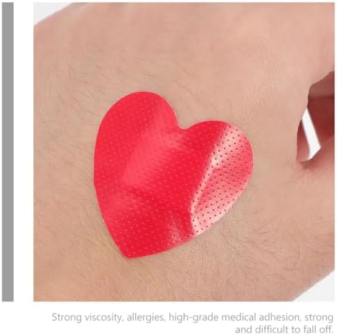FRCOLOR 30pcs Heart Shape Adhesive Hemostatic Wound Care Patches, Breathable Small Self-Adhesive Bandages for Outdoor Sports and First Aid