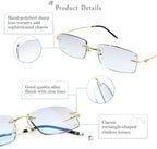 LifeArt Blue Light Blocking Glasses, Computer Reading Glasses, Anti Blue Rays, Reduce Eyestrain, Rimless Frame Tinted Lens with Diamond, Stylish for Men and Wowen (+1.50 Magnification)