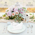 PLOYMONO White Heavy Duty Cloth Napkins - 17 x 17 Inch Solid Washable Polyester Dinner Napkins - Set of 8 Napkins with Hemmed Edges - Great for Weddings, Parties, Banquets Dinner & More