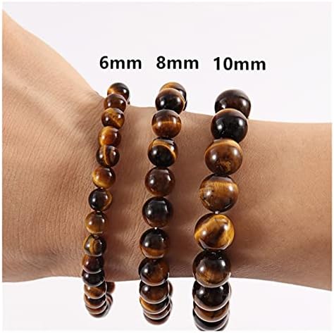 ZZSRJ Classic Stone Bead Bracelet Men's Handmade Stone Bead Chain Bracelet Men's Women's Jewelry Gifts (Main Stone Color : Width 8mm, Metal Color : 33)