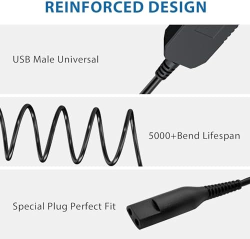 Vancle 12V Shaver Charger Cable for Braun Shaver Series 9 8 7 6 5 3 1, for Braun Razor 3040s 340s 310S 9385cc 370 720 760cc 790cc 720s-4 7865cc 9090cc 9290cc 9330s 5018s 7020s 9095cc 390cc