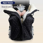 Wheelchair Blanket with Zipper,Silky Short-Pile Arctic Fleece Cushion Knee Cover for Adults, Leg and Foot Warmer Cover, Winter Ponchos Jacket for Wheelchair Users Warmth Universal Fit Black
