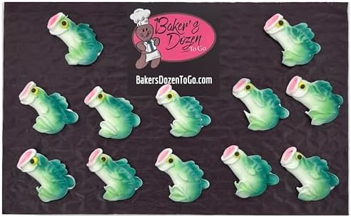 Mini Bass Fishing Pack- 12 pcs Edible Icing Cake Decoration Topper by BakersDozenToGo (Choose Style Below)