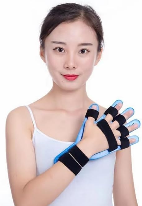 Finger Training Device Stroke Rehab Equipment Finger Orthotics Fingerboard Stroke Hemiplegia Finger Orthotics Points Hand Brace Straightener Splint for Traumatic Brain Injury for Left Right Hand