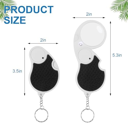 Rongon ‌Pocket Magnifying Glass Lighted Jewelers Loupe Magnifier‌ 5X Magnifying Loupe for Reading‌ & Jewelry Inspection, Portable Folding Case for Hobby, Crafts, Low Vision (3 Pcs)‌