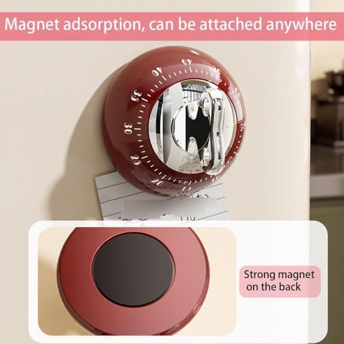 Retro Mechanical Kitchen Timer,60-Minute Countdown with Magnetic Back, Wind-Up Design, Loud Alarm for Cooking, Home Use（White and Plastic Material）
