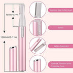 Chumia 2 Pcs Electric Eyebrow Trimmer Women Precision Face Razors Mini Shaver with Comb Christmas Women Gift Battery Operated Personal Epilator for Face Neck Fuzz Lips Leg(Pink, Black)