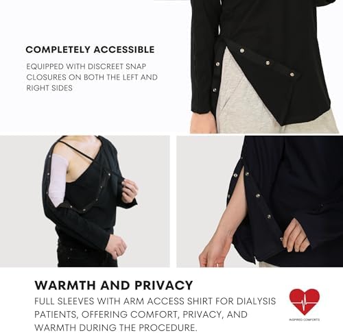 Inspired Comforts Unisex Post-Surgery/Dialysis Shirt | Full Tearaway Design with Easy-Open Shoulder, Arm & Side Snaps