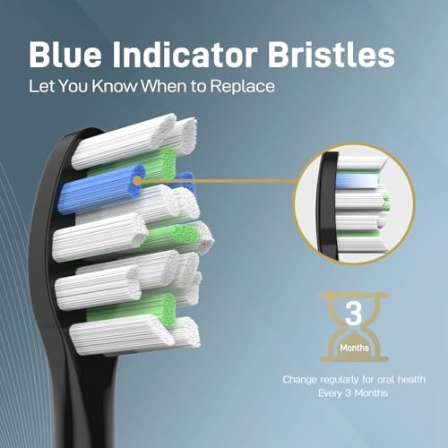 Toothbrush Replacement Heads Compatible with AquaSonic Black Series/Black Series pro/Vibe Series/Duo Series pro Electric Toothbrush, Medium Bristles, Balck, 10 Pack