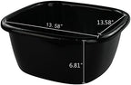 3-PACK 16 Quart Plastic Wash Basin/Dish Pan Tub, Black