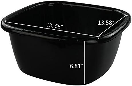 3-PACK 16 Quart Plastic Wash Basin/Dish Pan Tub, Black