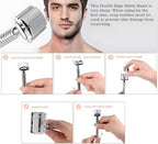 Double Edge Safety Razor for Unisex, 5 Platinum Coated Double Edge Blade Refills Safety Razo, Women Men's Razor with a Delicate Box,